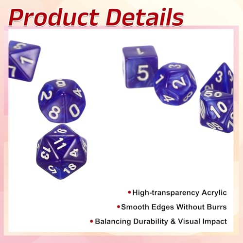 uxcell Polyhedral Dice Set, 7 Pcs Acrylic Dice for Role Playing Table Games Tabletop Gaming Accessories, Pearl Pattern Purple - color: Pearl Pattern Purple