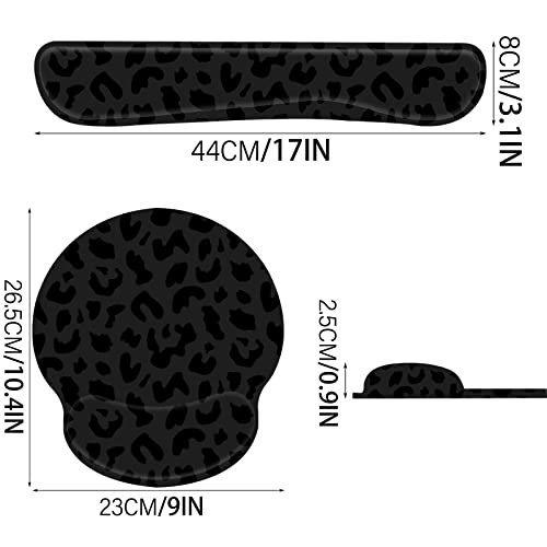 2Pcs Keyboard Wrist Rest Pad and Mouse Wrist Rest Support Mouse Pad Set,Ergonomic Support,Gaming Mouse Pad,Memory Foam,Non-Slip Base,for Office Western-Black Purple Leopard Cheetah Pattern - color: C1-black