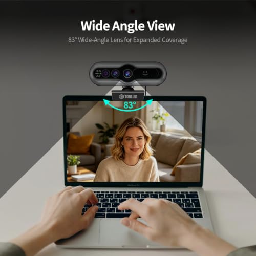 TOALLIN 4K Webcam for PC, Windows Hello Compatible, Facial Recognition, Autofocus, Built-in Mic & Privacy Cover, USB Camera for PC Laptop, Streaming, Conferencing & Video Calls