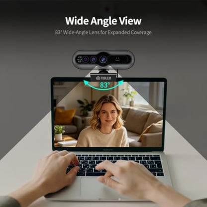 TOALLIN 4K Webcam for PC, Windows Hello Compatible, Facial Recognition, Autofocus, Built-in Mic & Privacy Cover, USB Camera for PC Laptop, Streaming, Conferencing & Video Calls