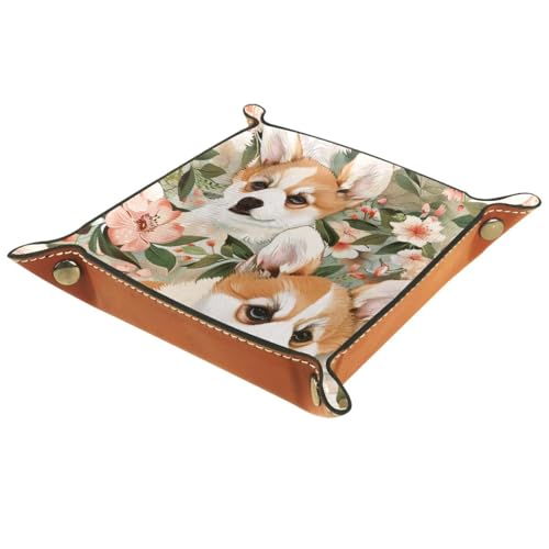 Corgi Florals Dice Tray Dice Rolling Tray Folding Dice Holder for Dice Games, Like RPG, DND and Other Table Games - color: Multi 6