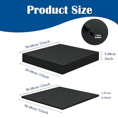 4 Pcs Pick and Pluck Foam 12 x 12 Inch, 2 Sizes Foam Inserts For Cases, Gun Case Polyurethane Foam Sheet for Toolbox, Storage Drawer,Game Box, Crafts (2Pack 12"x12"x2", 2Pack 12"x12"x0.4") - size: 2Pcs 12"x12"x2" & 2Pcs 12"x12"x0.4"