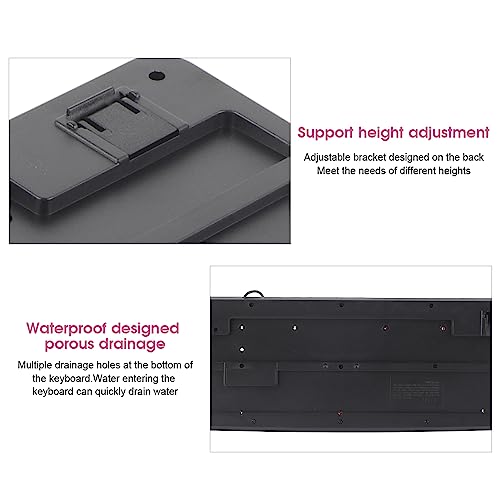 Silent Keyboard Mechanical Membrane USB Wired 104 Keys Adjustable Bracket Ergonomic Design for Laptop Home Office Gaming 45.5x14.7cm (Black Pink) - color: Black Pink