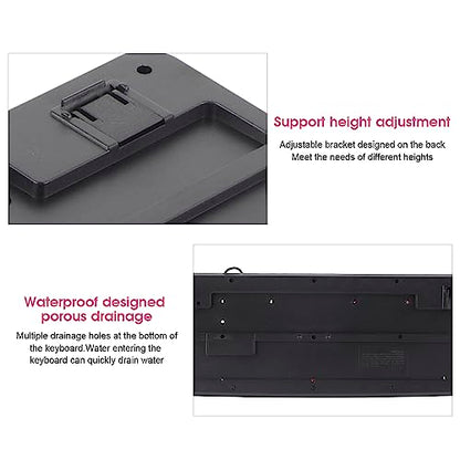 Silent Keyboard Mechanical Membrane USB Wired 104 Keys Adjustable Bracket Ergonomic Design for Laptop Home Office Gaming 45.5x14.7cm (Black Pink) - color: Black Pink