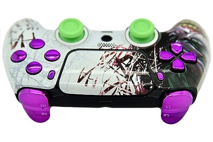 Custom Controllerzz Custom Wireless Controller Compatible with PS5 - Multiple Designs Available (Jokester & Purple Chrome) - color: Jokester & Purple Chrome