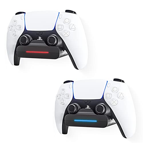 REEYEAR PS5 Controller Wall Mount Charger Dock with 3.3Ft Cord,Charging Station Holder fits for Midnight Black PS5 Pro Wireless Controller with LED Indicators Fast Charging Speed Cable, 2 Pack - color: 2 Pack