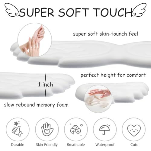 JIKIOU Angel Wing Wrist Rest Ergonomic Memory Foam Wrist Rest for Keyboard | Cute Savior of Wrist Pain, PU Leather Surface, Anti-Slip Base, Waterproof, Compatible with Most Keyboards & Mice, White