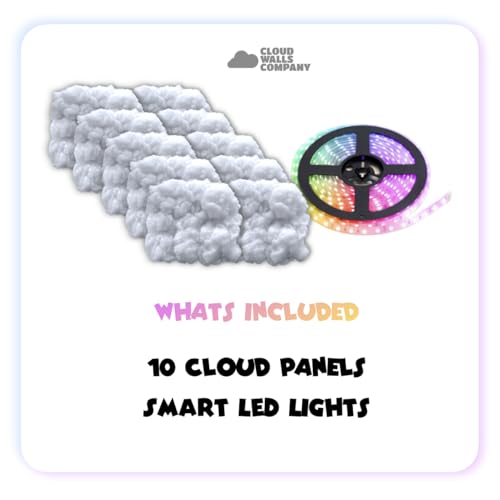 Cloud Light Ceiling Panels & LED Lights – Peel-and-Stick, 32.8 ft LED Strips, Alexa-Enabled, Aesthetic Room Decor for Bedrooms, Dorms, Gaming Rooms, Home Theater, Content Creators, AirBNB Décor