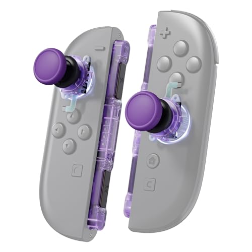 eXtremeRate Replacement 3D Joystick & Thumb Grips & Side Rail Shell Buttons for Nintendo Switch 2 JoyCon, Console Rail Stickers Left Right Analog Thumbsticks Caps for Switch 2 - Clear Atomic Purple - color: Clear Atomic Purple