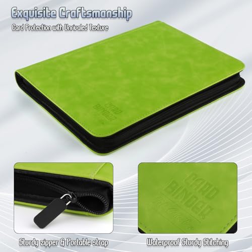 Trading Card Binder, Premium 9 Pocket Double Sided 540 Pocket PU Card Collection Binder, Collectible Trading Card Albums for MTG, TCG, Sport Card, Game Cards (Grass) - color: Grass