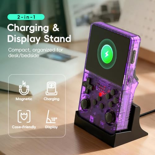 Magnetic Charging Dock for R36S Handheld Game Console, Desktop Charger Base with Anti Slip Stand, Type-C Charging Station for R36S Retro Game Console