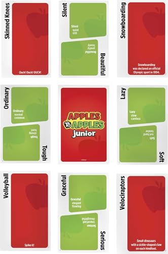 Mattel Games Apples to Apples Junior Game, for Ages 9+, 4-8 Players | Funny Comparison Card Play Designed for Kids and Family Game Night - style: Junior