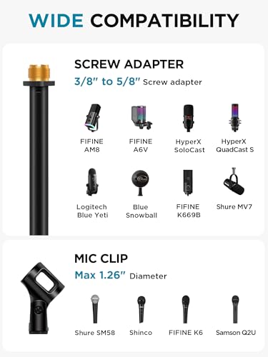 InnoGear Mic Stand Microphone Stand Floor with Weighted Base for Singing | Height Adjustable, Detachable, Portable for Travel, Stable Base, Work with Blue Yeti Shure SM58 Samson Q2U Fifine K669B - style: Twist Clutch 34" - 60"