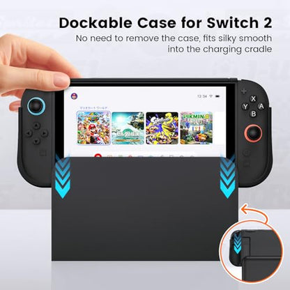 BHGift for 2025 Switch 2 Grip Case,Dockable | Case with Ergonomic Grip for Handheld as a Real Gamepad, Shockproof Protective Case Accessories for Switch 2