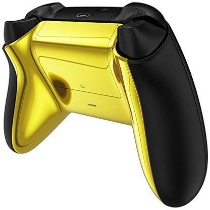 eXtremeRate Custom Back Cover Shell for Xbox Core Wireless Controller, Chrome Gold Replacement Controller Battery Cover & Bottom Shell for Xbox Series X & S Controller [Controller NOT Included]