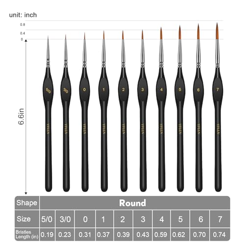 Miniature Paint Brushes Kit, Fine Detail Painting Brush Professional Tiny Paints Brush Set for Art Watercolor Oil Acrylic,Craft Models Rock Painting(Black) - size: 10PCS