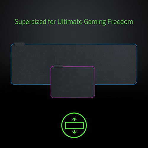 Razer Goliathus Extended Chroma Gaming Mousepad: Customizable Chroma RGB Lighting - Soft, Cloth Material - Balanced Control & Speed - Non-Slip Rubber Base - Classic Black - size: 11.6L x 36.3W inches
