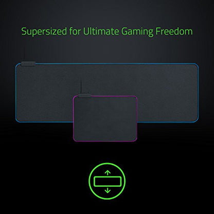 Razer Goliathus Extended Chroma Gaming Mousepad: Customizable Chroma RGB Lighting - Soft, Cloth Material - Balanced Control & Speed - Non-Slip Rubber Base - Classic Black - size: 11.6L x 36.3W inches