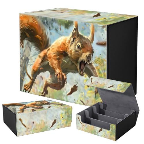 Strong Magnet for TCG MTG Commander Deck Box Playing Card Case Organizer Trading Card Case Creative Pattern Trading Card Storage Box for Collectible Games Up to 2400 Cards,A Squirrel With Sharp Claws - color: A Squirrel With Sharp Claws