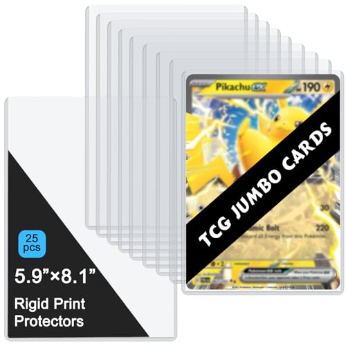 25PCS 5.9" x 8.1" Jumbo Card Sleeves, Rigid Print Protectors Clear Hard Plastic Large Card Sleeves for Jumbo Card, Top Loading Rigid Card Sheet Protectors for Postcards, Photos, Trading&Sports Cards - color: 5.9" X 8.1"(25 Pack)