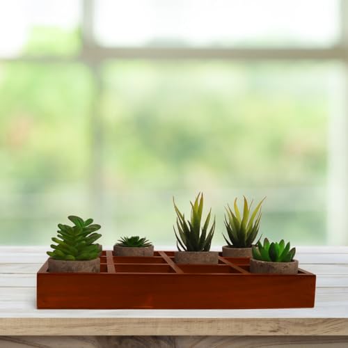 Nsmykhg Wooden Drawer Organizer, 2 Pack 12 Grid Sorting Tray for Arts & Crafts, Stationery, Small Items, Dark Brown, Divided Tray, Home Office & Craft Supplies Organizer (13.2x9.2x1.5 Inches)