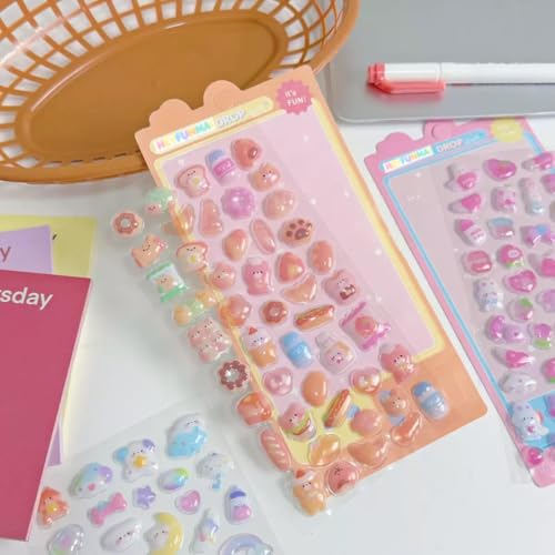 3D Cute Mini Puffy Stickers,8 Sheets 400+Kawaii Air Decorative Stickers HEYFUMMAI for Phone Case Or DIY Planners Notebooks Scrapbooks Handbooks Decoration ﻿ - style: 8PCS Stickers