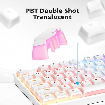 Pudding Keycaps PBT Double Shot Keycaps Gaming Keycap XDA Profile for US/ISO Layout 60% 65% 75% Mechanical Keyboard(White) - color: White pudding