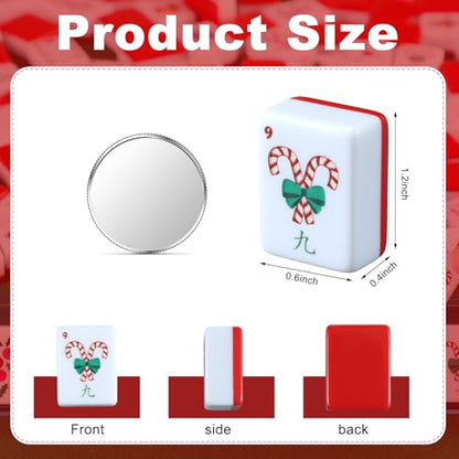 160 Pcs Christmas American Mahjong Set Only, 1.2 x 0.87 Inches Red Back Melamine Mahjong Tiles, Hand Carved Pattern for Adult Mah Jong Social Games, Mah Jong Lovers - style: Classic