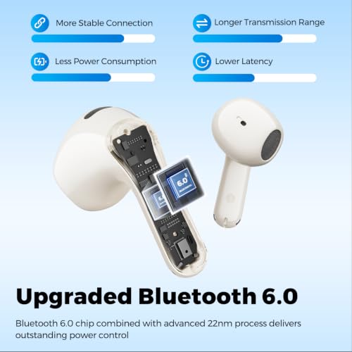 SoundPEATS Air6 HS Wireless Earbuds, Bluetooth 6.0, LDAC Hi-Res Audio for HiFi Sound, 13mm Dynamic Driver, Total 45H, Quick Charging, IPX5 Resistant, Comfortable Fit, Support App, Beige - color: Beige