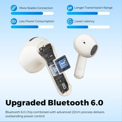 SoundPEATS Air6 HS Wireless Earbuds, Bluetooth 6.0, LDAC Hi-Res Audio for HiFi Sound, 13mm Dynamic Driver, Total 45H, Quick Charging, IPX5 Resistant, Comfortable Fit, Support App, Beige - color: Beige