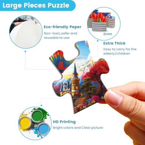 4 Packs Large Piece Puzzle for Seniors - Dementia 36 Pieces Puzzles for Elderly Adults,Alzheimer Puzzles Memory Cognitive Games for Elderly Seniors with 4 Storage Bags - style: 4 Pack 36 Large Piece
