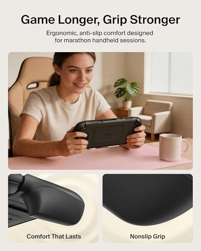 Belkin Nintendo Switch 2 Case Grip, Dockable & Quick-Release Design, Ergonomic Non-Slip, Kickstand Compatible Protective Case, Detachable & Comfortable Joy-Con 2 Handheld Grip, Travel Controller case - color: Black, style: Grip