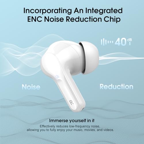 Wireless Earbuds, Bluetooth 5.4 Headphones HiFi Stereo, Bluetooth Earbuds with ENC Noise Cancelling Mic, IP7 Waterproof in Ear Earphones, 48H, LED Display Ear buds for Pad Workout Sports, White Purple - color: White