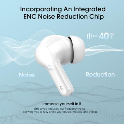 Wireless Earbuds, Bluetooth 5.4 Headphones HiFi Stereo, Bluetooth Earbuds with ENC Noise Cancelling Mic, IP7 Waterproof in Ear Earphones, 48H, LED Display Ear buds for Pad Workout Sports, White Purple - color: White