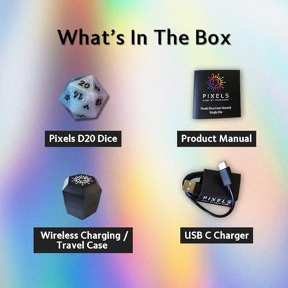 Electronic Dice - D20 (Aurora Sky) - RGB Polyhedral Dice, App-Controlled Light Patterns & Audio, Wireless Charging, Resin, VTT Connectable via Bluetooth, for Role Playing Games Like DND! - color: Aurora Sky