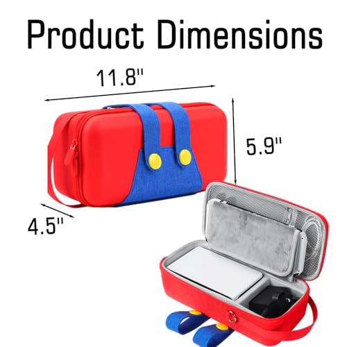 QUBAMG Switch Dock Case Compatible with Nintendo Switch & Switch OLED, Fit Joy-Con,AC Adapter, Adjustable Stand & Game Cartridges,Portable Travel Case with Zipper Hard Shell for Switch Console Pro - color: Red+Black