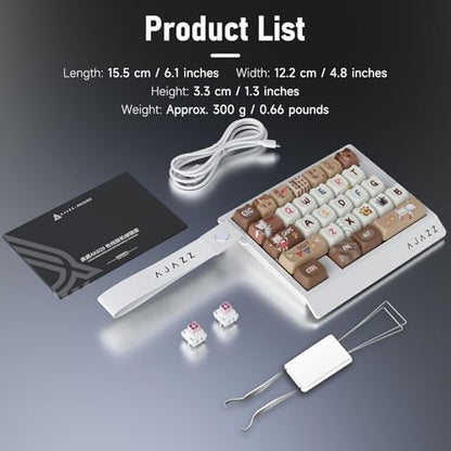 AJAZZ AK029 Magnetic Switch One Handed Gaming Keyboard, Hall Effect Rapid Trigger Mechanical Keypad with SOCD & DKS, 8KHz Polling Rate, 29 Keys Mini Ergonomic Gaming Keyboard for FPS Gamers, PC - color: Light Yellow