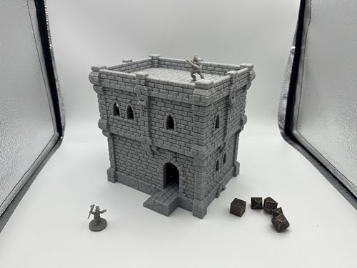 HAUTICO Medieval Castle Tabletop Terrain Set for 18mm & 28mm Miniatures – Paintable Wargame & Diorama Building Kit (2 Floors) - size: 2 Floors
