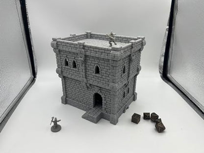 Medieval Castle Tabletop Terrain Set for 18mm & 28mm Miniatures – Paintable Wargame & Diorama Building Kit (2 Floors) - size: 2 Floors