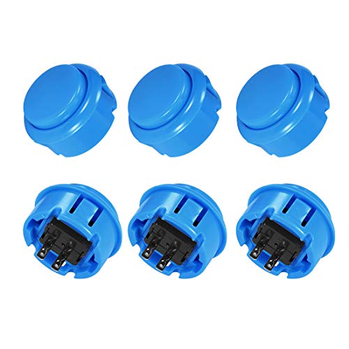 uxcell 30mm Mounting Hole Momentary Game Push Button Switch for Arcade Video Games Blue 6pcs - color: Blue