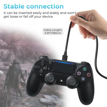 2 Pack PS4 Controller Charger, 5.9ft Replacement Micro USB Charging Cable for PS4 Slim/Pro, Xbox One S/X Controller