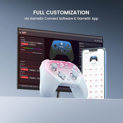 GameSir Super Nova Wireless Gaming Controller for PC/Switch/Switch 2/iOS/Android, 1000Hz Polling Rate, Hall Effect Stick & Trigger, Rubberized Grips, RGB Lighting, 1000mAh - Pink - color: Pink