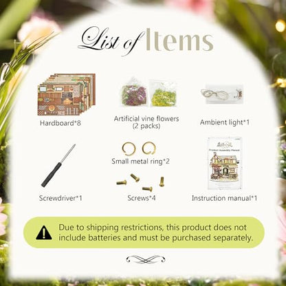 No Glue Needed DIY 3D Miniature House Kit for Adults | Beginner-Friendly,No Glue Snap-Fit Assembly,Atmospheric lighting,Step-by-Step Manual,Gift for for Family and Friends