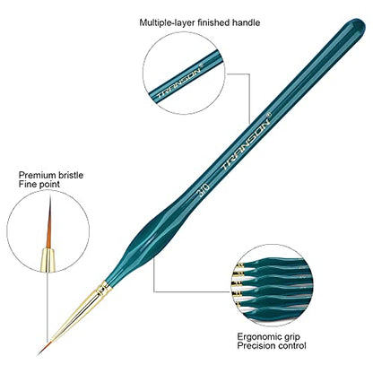 Transon 6Pcs Extra Fine Detail Brushes for Model Miniature Painting and Also Acrylic Watercolor Painting - size: 6 pcs