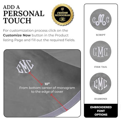 Personalized 54" Round Table Cover – Bridge Table Covers with Soft Ultra-Suede Fabric - Washable Table Cover Protects Cards & Tiles, Reduces Noise - Round Tablecloth for Game Night, Mahjong & Poker - color: Silver Gray Embroidered, size: 54"