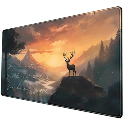 Misty Forest Desk Pad Mat Anime Mouse Pad Gaming Playmat, Large Mouse Pad Deer Desk Mouse Laptop Keyboard Pad Computer Mats for Desktop Full Desk Mouse Pads Office Desk Game(31.5x15.8 in) - color: Jungle Moose