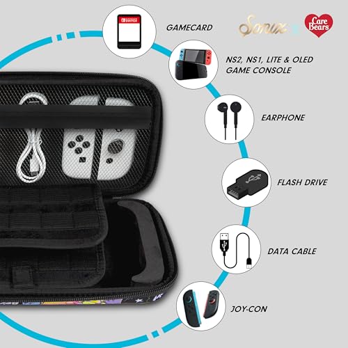 Sonix Carrying Case for Nintendo Switch 2, Switch 1, Lite, OLED, Protective Travel Case with Game Cartridge Storage | Care Bears Let's Play - color: Care Bears Let's Play