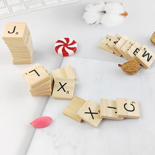 GXXMEI 600PCS Wooden Tiles, Letters for Crafts, Making Alphabet Coasters, Wooden Letter Tiles, A-Z Capital Letters for Crafts, Spelling, Crossword Game