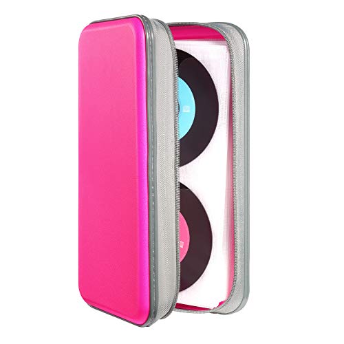 CD Case Holder,UENTIP 96 Capacity DVD Case Hard Plastic Case Holder CD Organizer Wallet Protective DVD Storage (96, Pink) | CD DVD Storage,Zipper Closure,Scratch-Resistant Sleeves,Stay Away Dust and Damp,Storage Music Video Gaming Discs Blu-ray - color: p