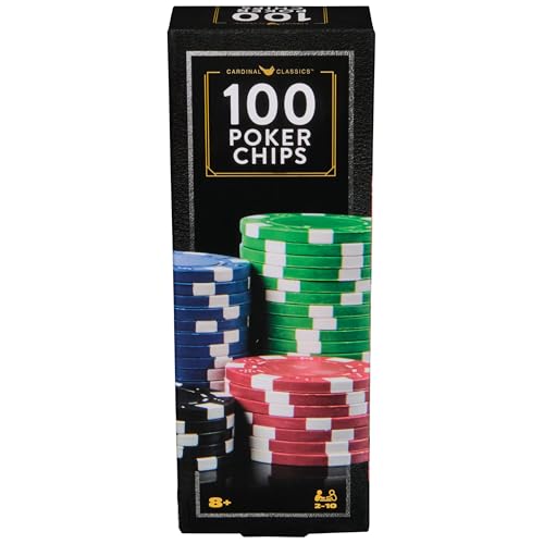 Spin Master Games Cardinal Classics 100-Piece Poker Set | Classic Game, 100-Piece Casino-Style Poker Chip Set, Includes Plastic Tray for Organization, For 2-10 Players, Ages 8 & Up - style: Heavy Weight 100 pcs Porker Chips